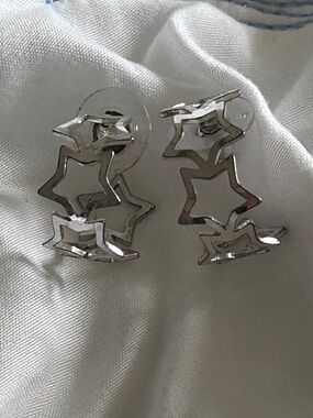 Silver 925 Star Linked Hoop Earrings